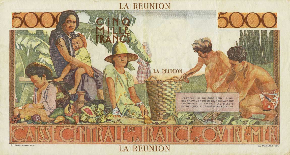 Back of Reunion p48a: 5000 Francs from 1947