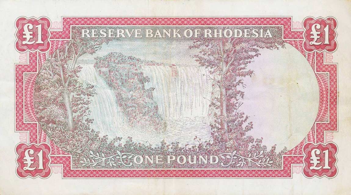 Back of Rhodesia p28d: 1 Pound from 1968
