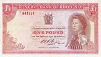 p28d from Rhodesia: 1 Pound from 1968