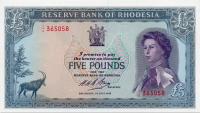 p29a from Rhodesia: 5 Pounds from 1966