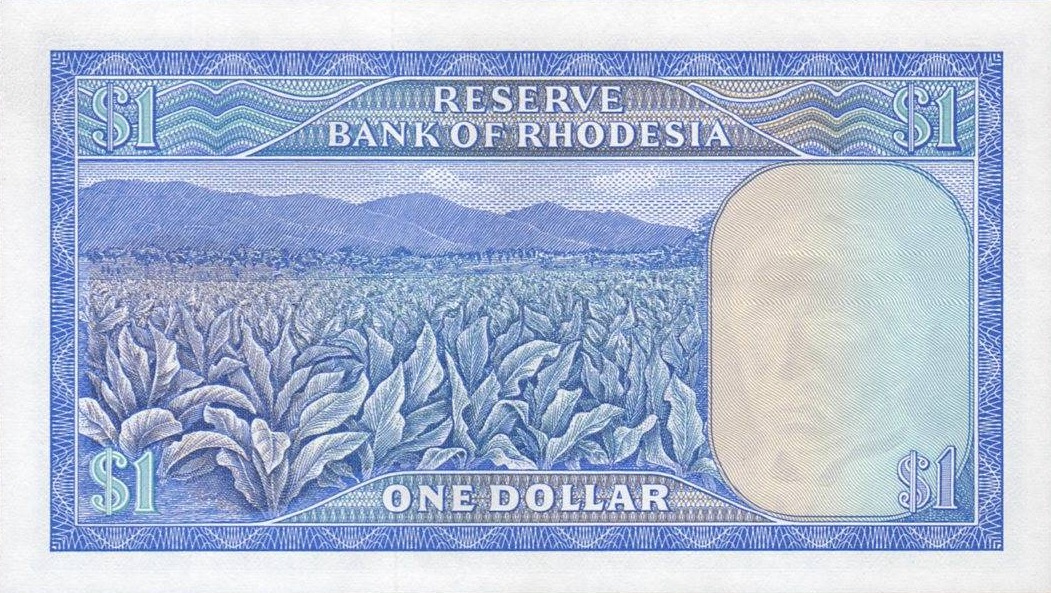 Back of Rhodesia p30a: 1 Dollar from 1970