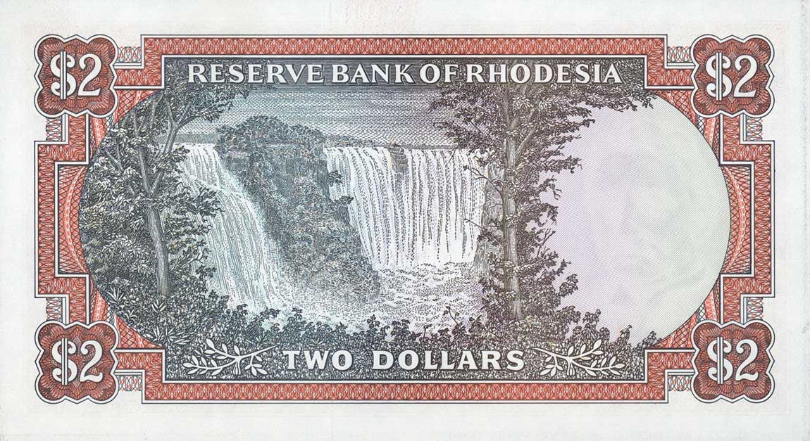 Back of Rhodesia p31b: 2 Dollars from 1970