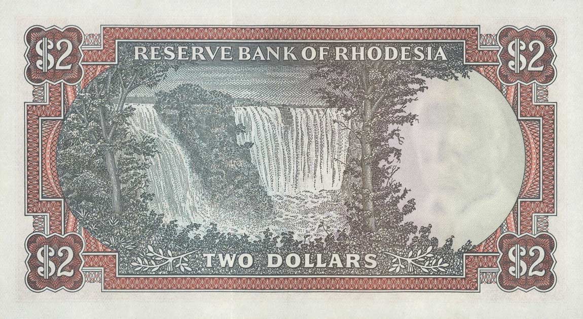 Back of Rhodesia p35c: 2 Dollars from 1977
