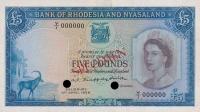 p22s from Rhodesia and Nyasaland: 5 Pounds from 1956