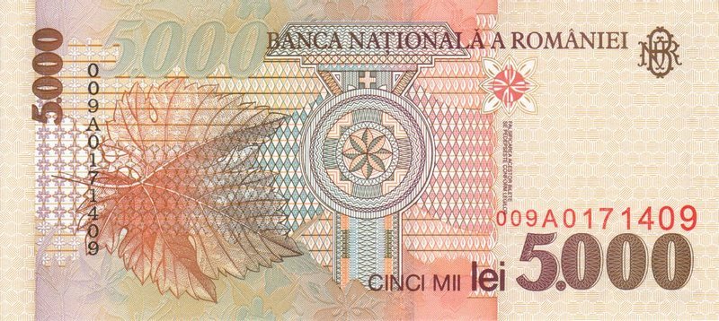 Back of Romania p107a: 5000 Lei from 1998