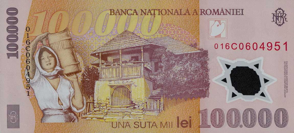 Back of Romania p114a: 100000 Lei from 2001