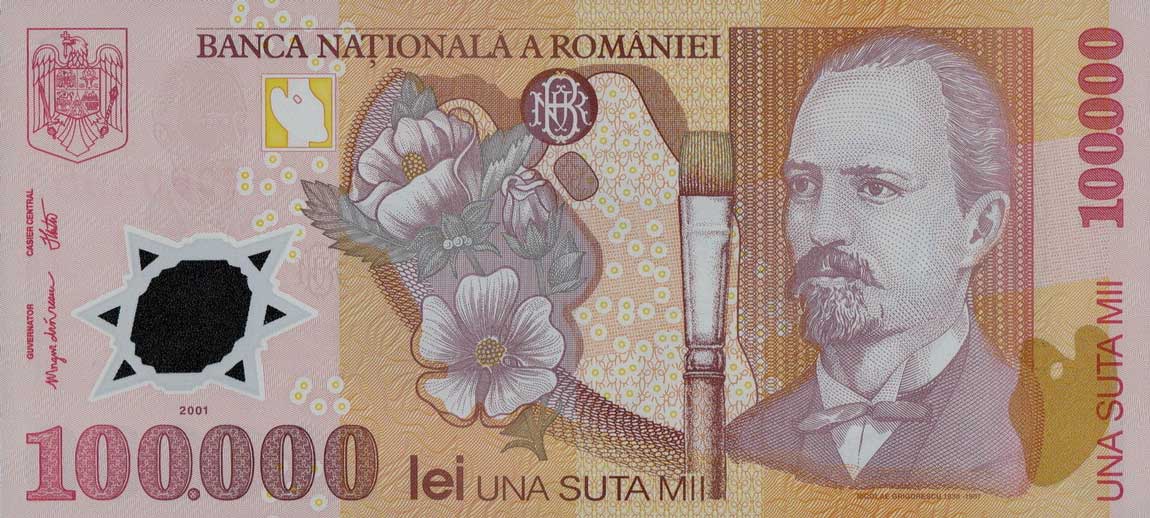 Front of Romania p114a: 100000 Lei from 2001