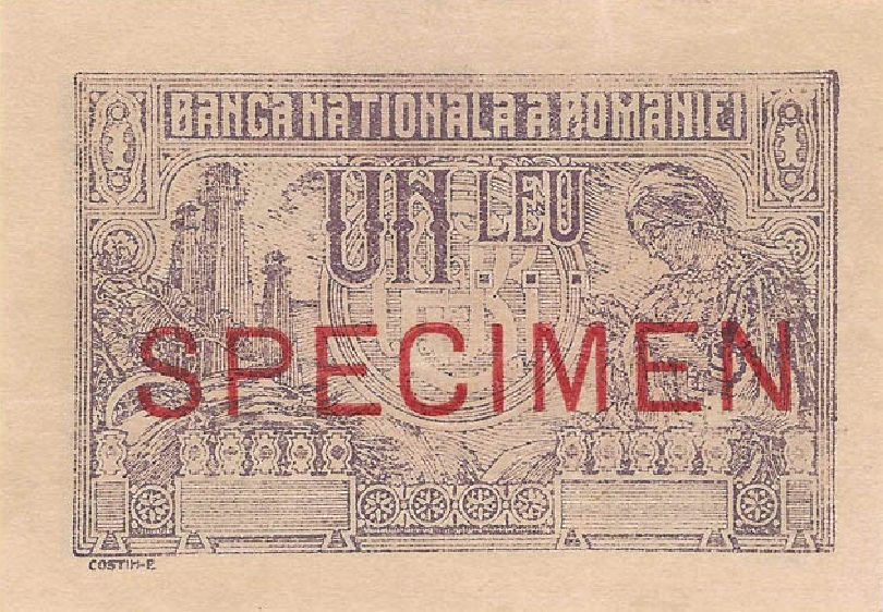 Front of Romania p26s1: 1 Leu from 1920