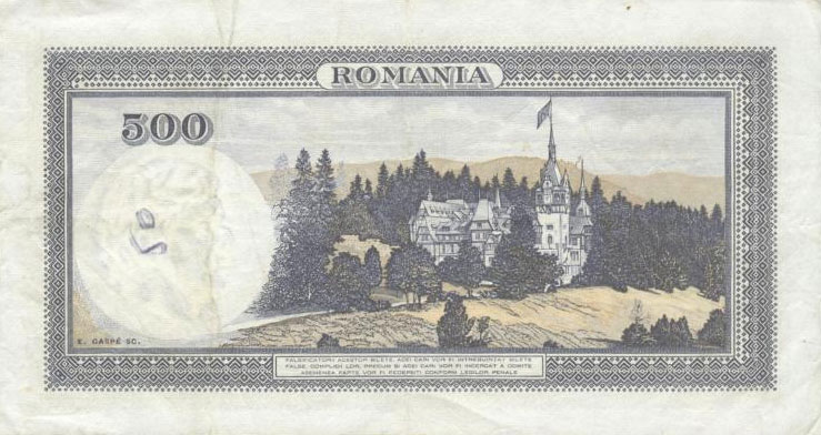 Back of Romania p42a: 500 Lei from 1936
