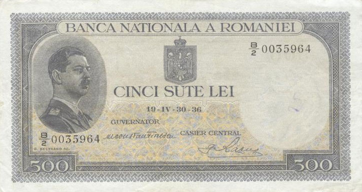 Front of Romania p42a: 500 Lei from 1936