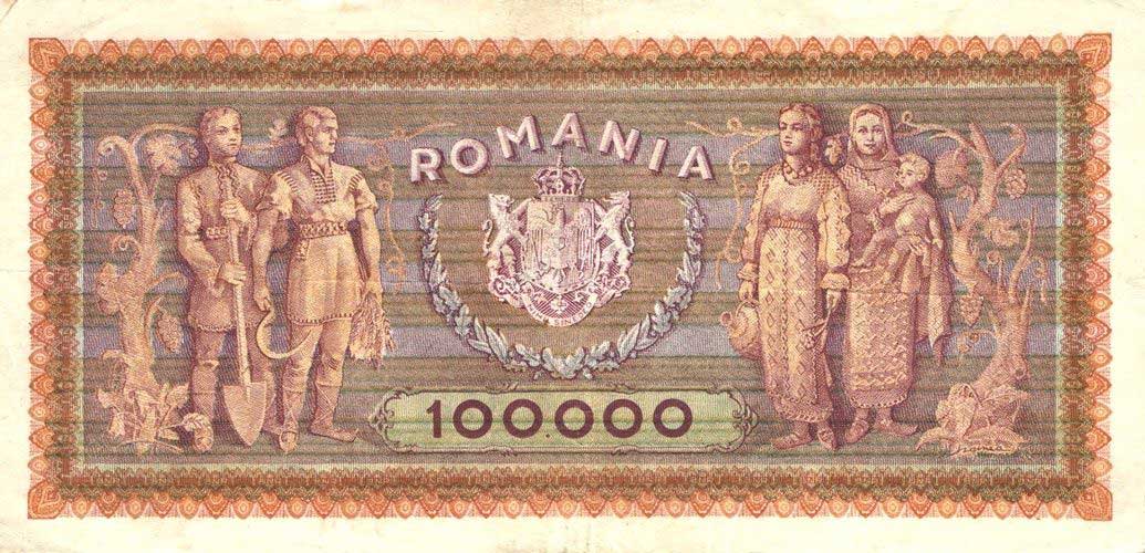 Back of Romania p59a: 100000 Lei from 1947