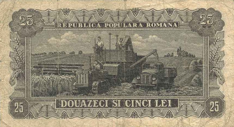 Back of Romania p89b: 25 Lei from 1952