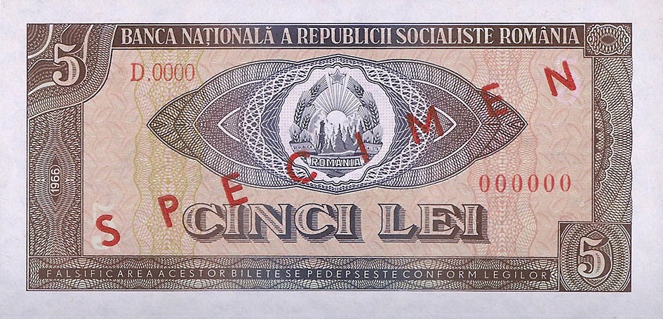 Front of Romania p93s: 5 Lei from 1966