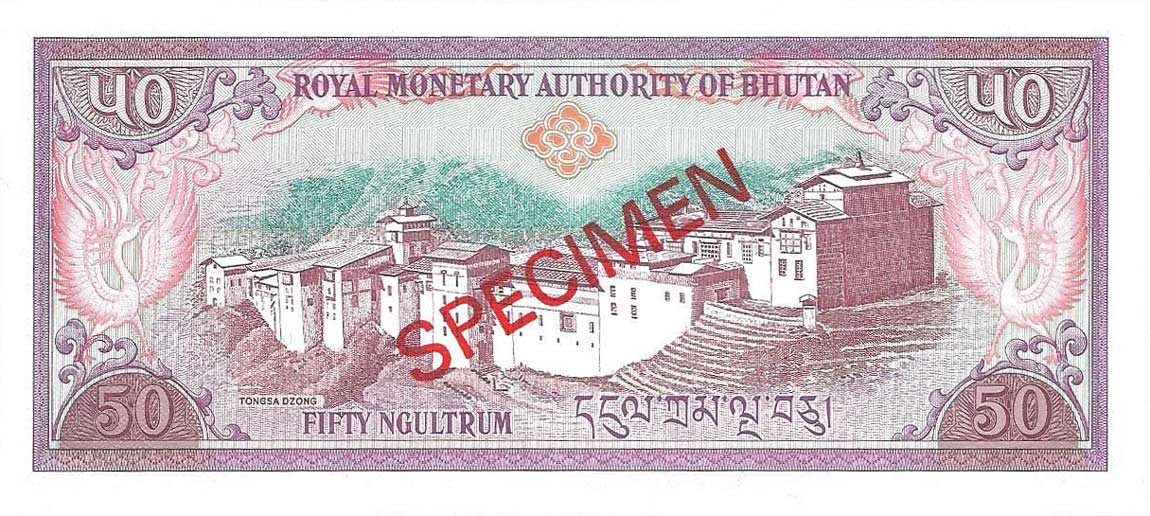 Back of Bhutan p19s: 50 Ngultrum from 1994