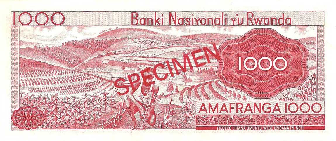 Back of Rwanda p10s1: 1000 Francs from 1966