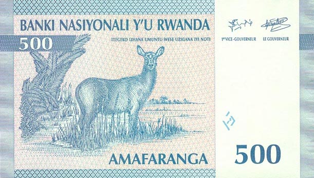 Back of Rwanda p23a: 500 Francs from 1994