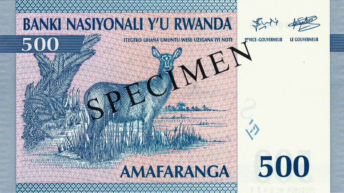 Back of Rwanda p23s: 500 Francs from 1994