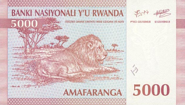 Back of Rwanda p25a: 5000 Francs from 1994
