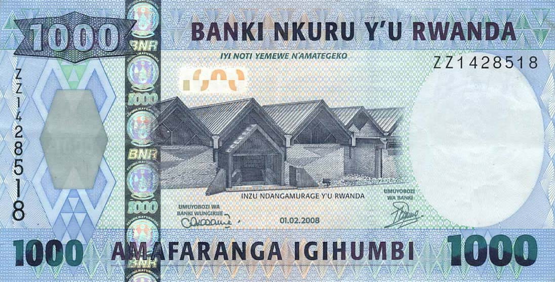 Front of Rwanda p35r: 1000 Francs from 2008