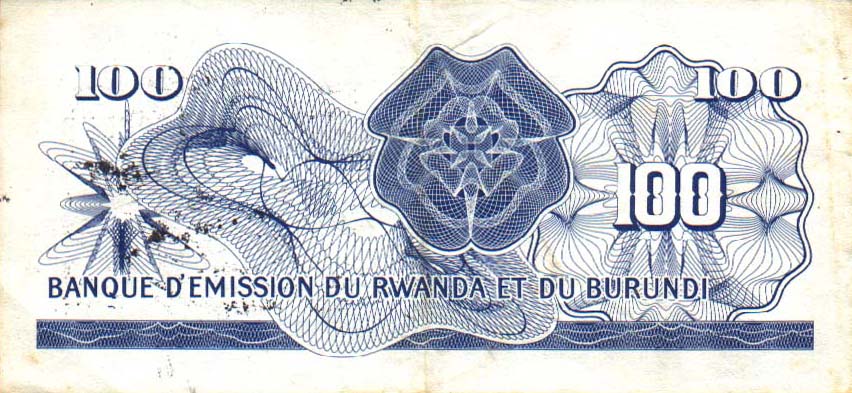 Back of Rwanda p3a: 100 Francs from 1962