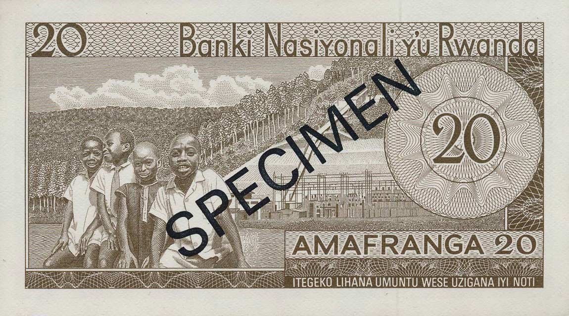 Back of Rwanda p6s3: 20 Francs from 1971