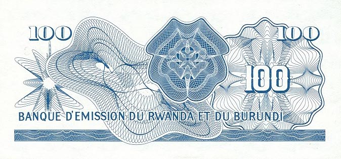 Back of Rwanda-Burundi p5a: 100 Francs from 1960