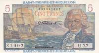 p22a from Saint Pierre and Miquelon: 5 Francs from 1950