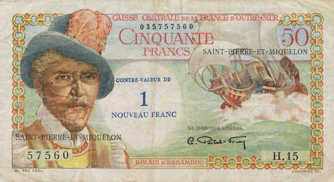 Front of Saint Pierre and Miquelon p31: 1 Nouveau Franc from 1961