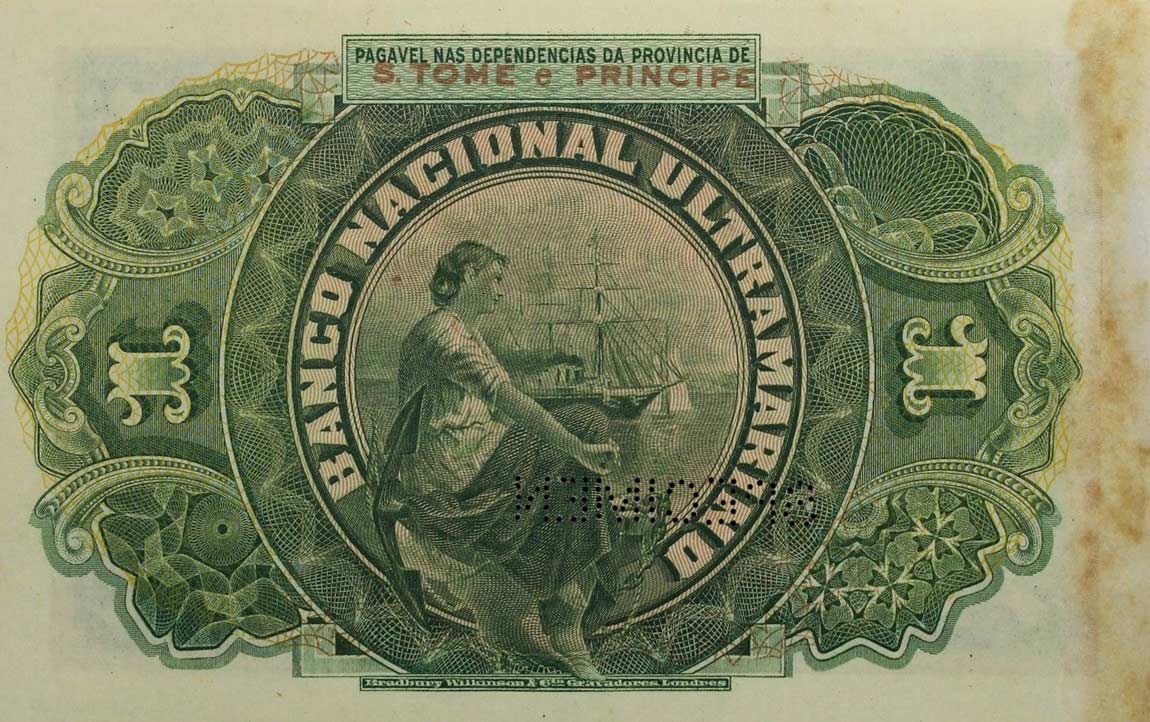 Back of Saint Thomas and Prince p19s: 1 Escudo from 1921