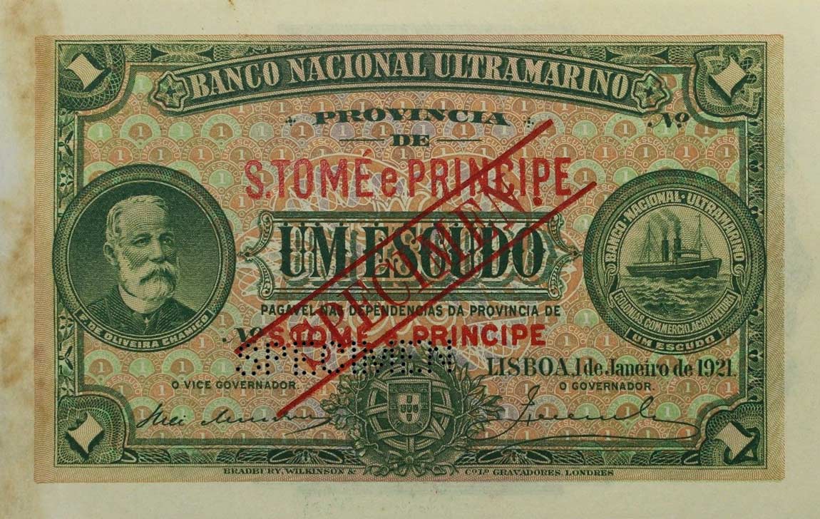 Front of Saint Thomas and Prince p19s: 1 Escudo from 1921