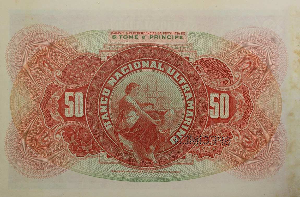 Back of Saint Thomas and Prince p24s: 50 Escudos from 1921