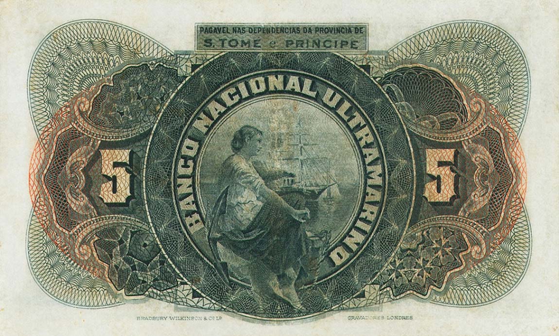 Back of Saint Thomas and Prince p26: 5 Escudos from 1935