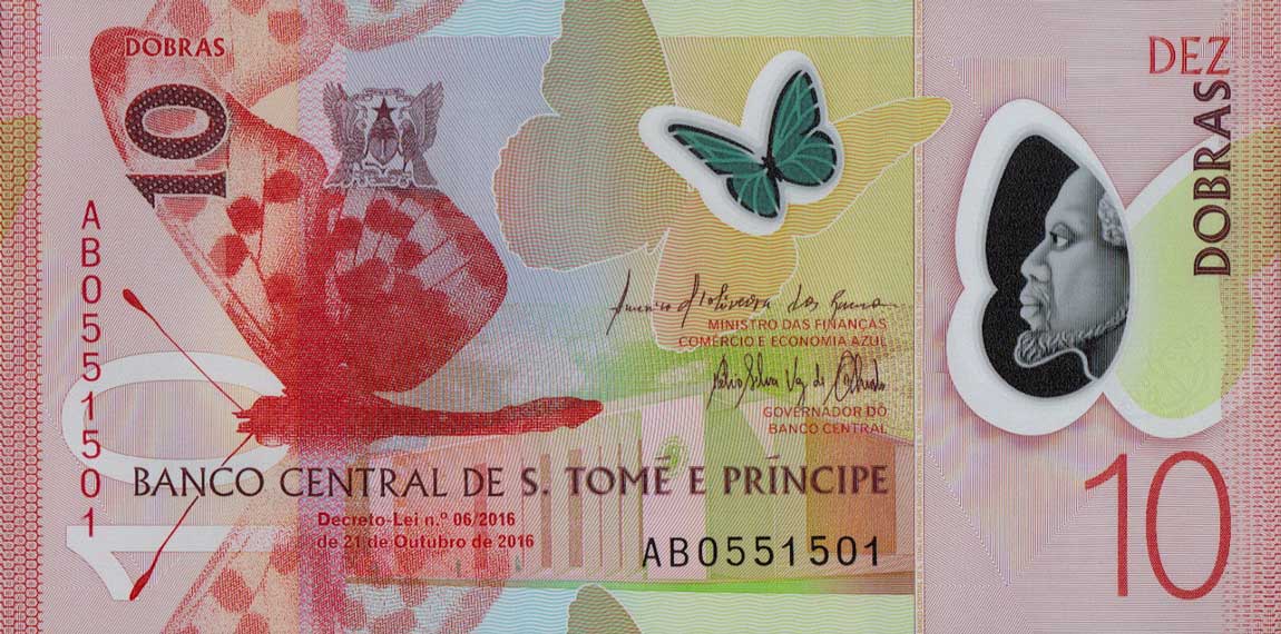 Front of Saint Thomas and Prince p71a: 10 Dobras from 2016