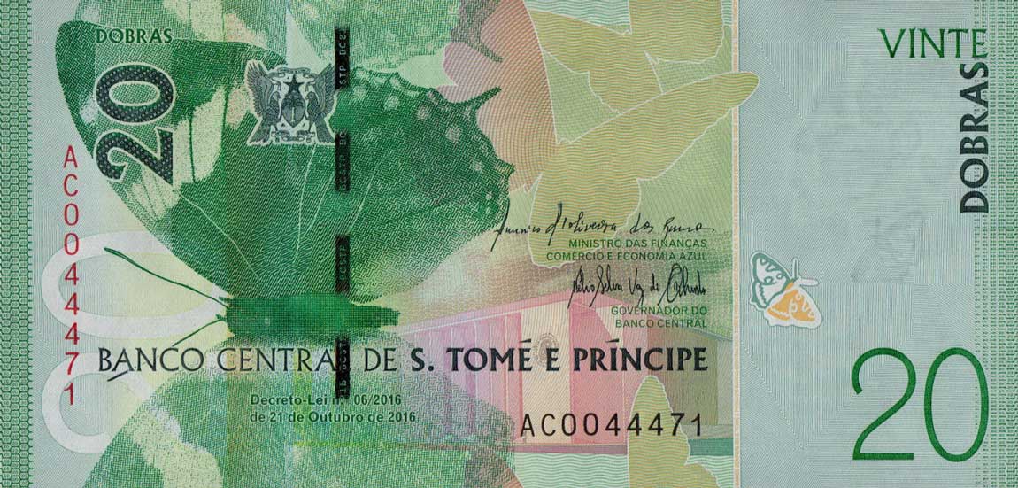 Front of Saint Thomas and Prince p72: 20 Dobras from 2016