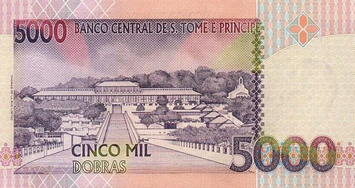 Back of Saint Thomas and Prince p65a: 5000 Dobras from 1996