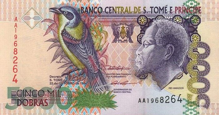 Front of Saint Thomas and Prince p65a: 5000 Dobras from 1996