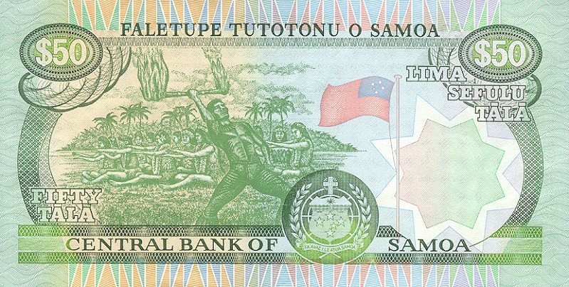 Back of Samoa p29a: 50 Tala from 1990