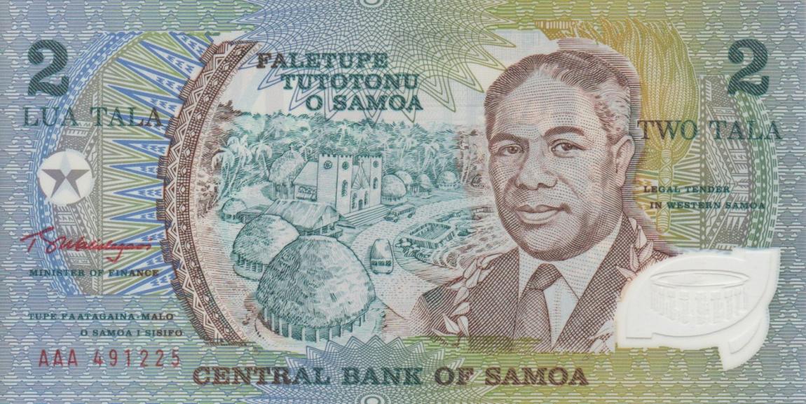 Front of Samoa p31a: 2 Tala from 1990