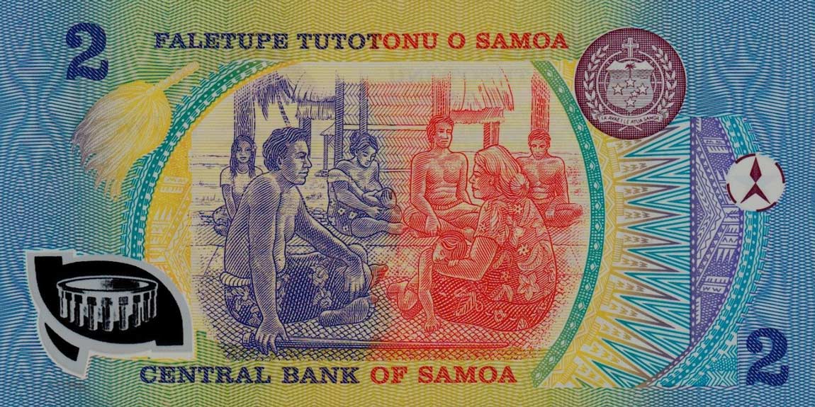 Back of Samoa p31e: 2 Tala from 1990