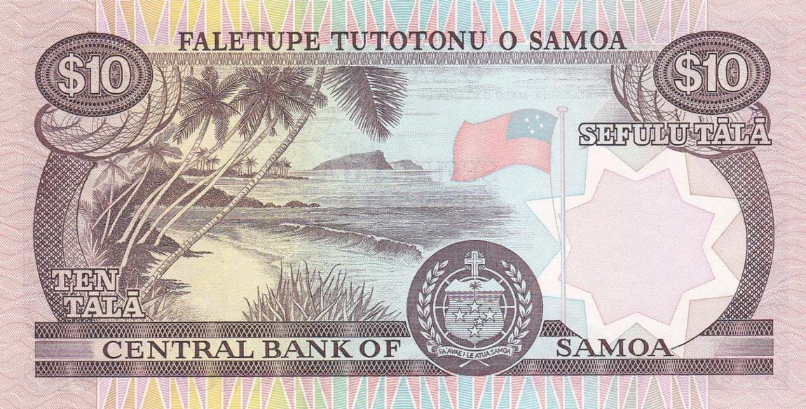 Back of Samoa p34a: 10 Tala from 2002