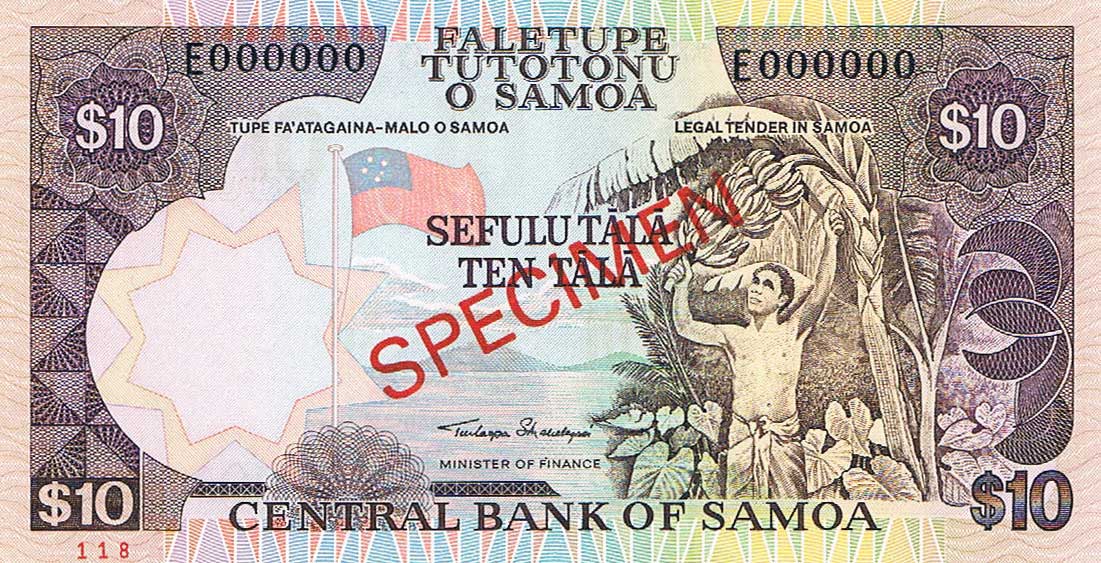 Front of Samoa p34s: 10 Tala from 2002