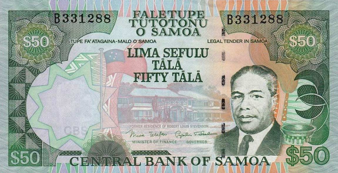 Front of Samoa p36a: 50 Tala from 2006