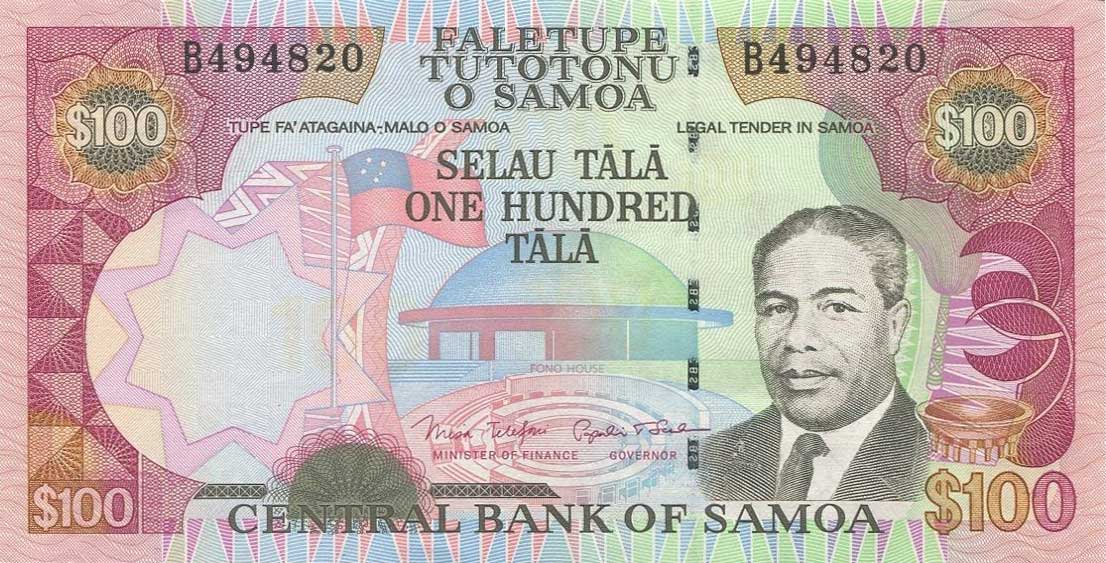 Front of Samoa p37a: 100 Tala from 2006
