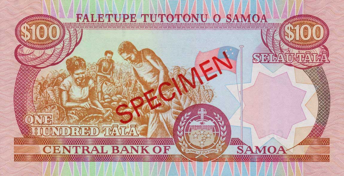 Back of Samoa p37s: 100 Tala from 2006