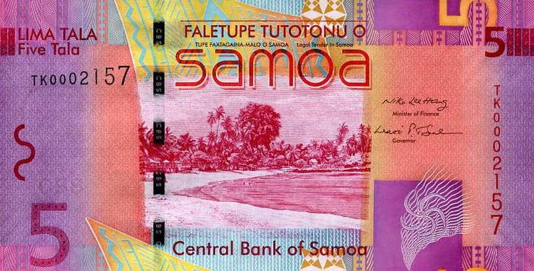 Front of Samoa p38a: 5 Tala from 2008