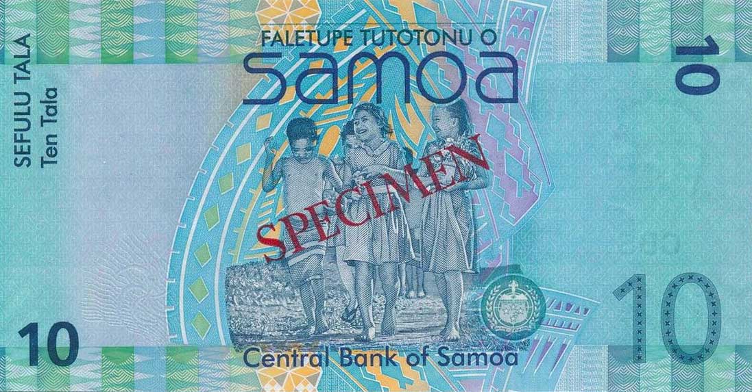 Back of Samoa p39s: 10 Tala from 2008