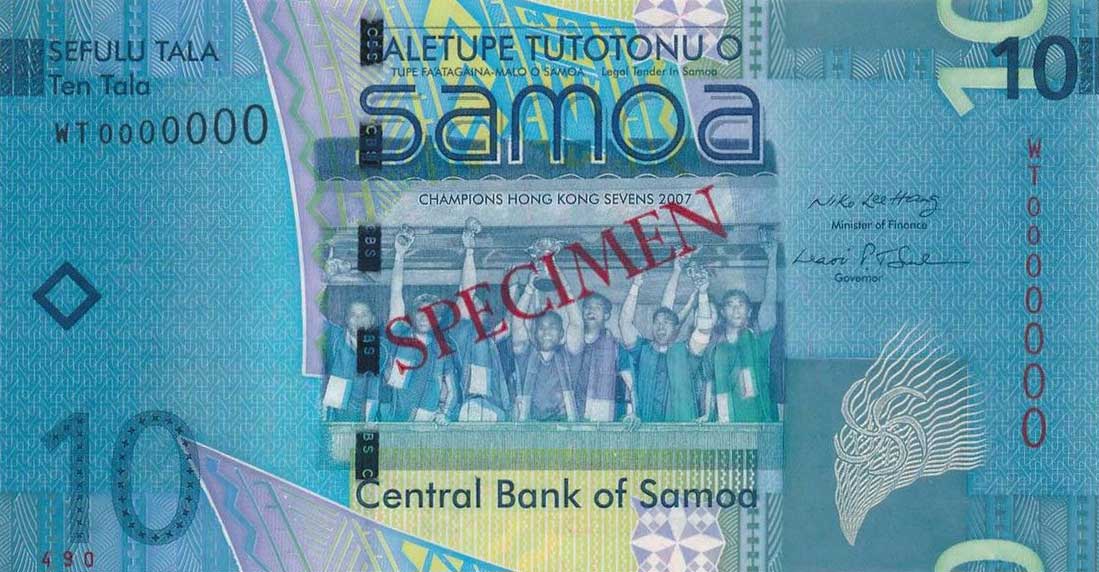 Front of Samoa p39s: 10 Tala from 2008