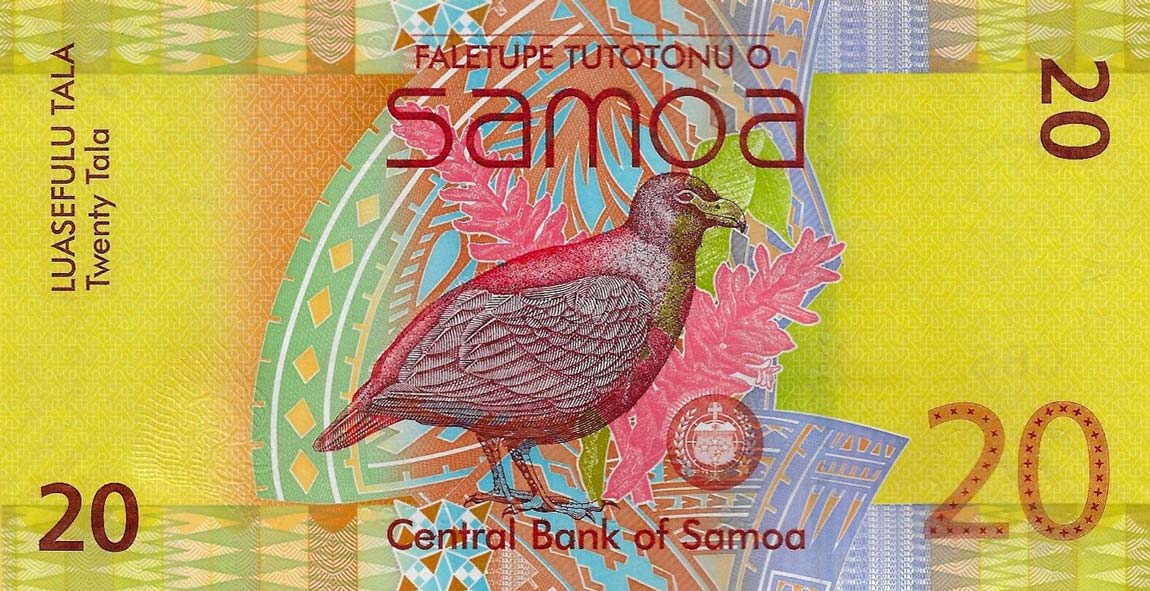 Back of Samoa p40r: 20 Tala from 2008