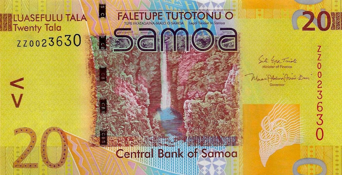 Front of Samoa p40r: 20 Tala from 2008
