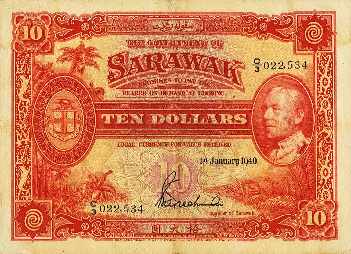Front of Sarawak p24: 10 Dollars from 1940